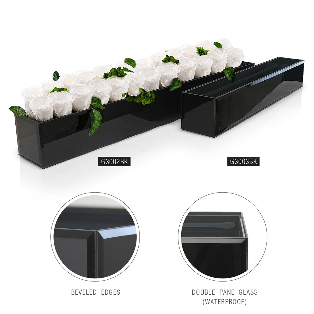 Pot de fleurs rectangulaire réversible en verre noir