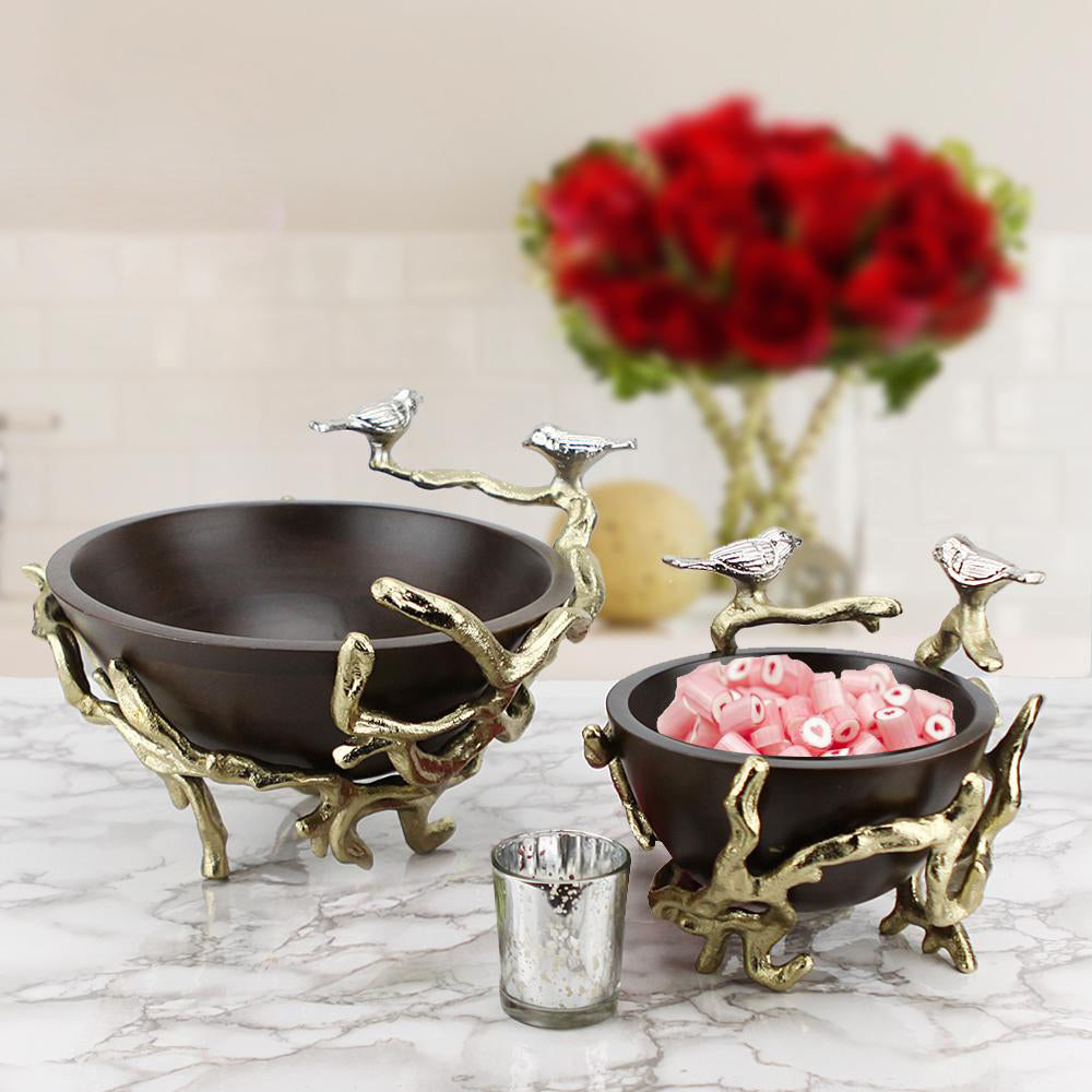 Bol en bois sur support métallique