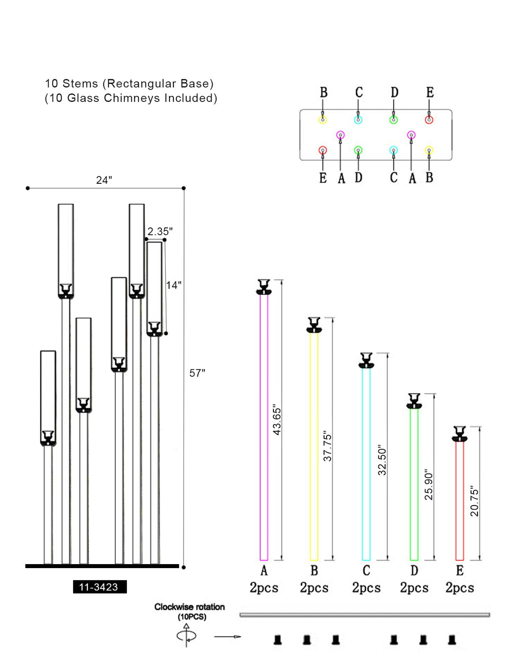 Candélabre en acrylique Diamond Glow
