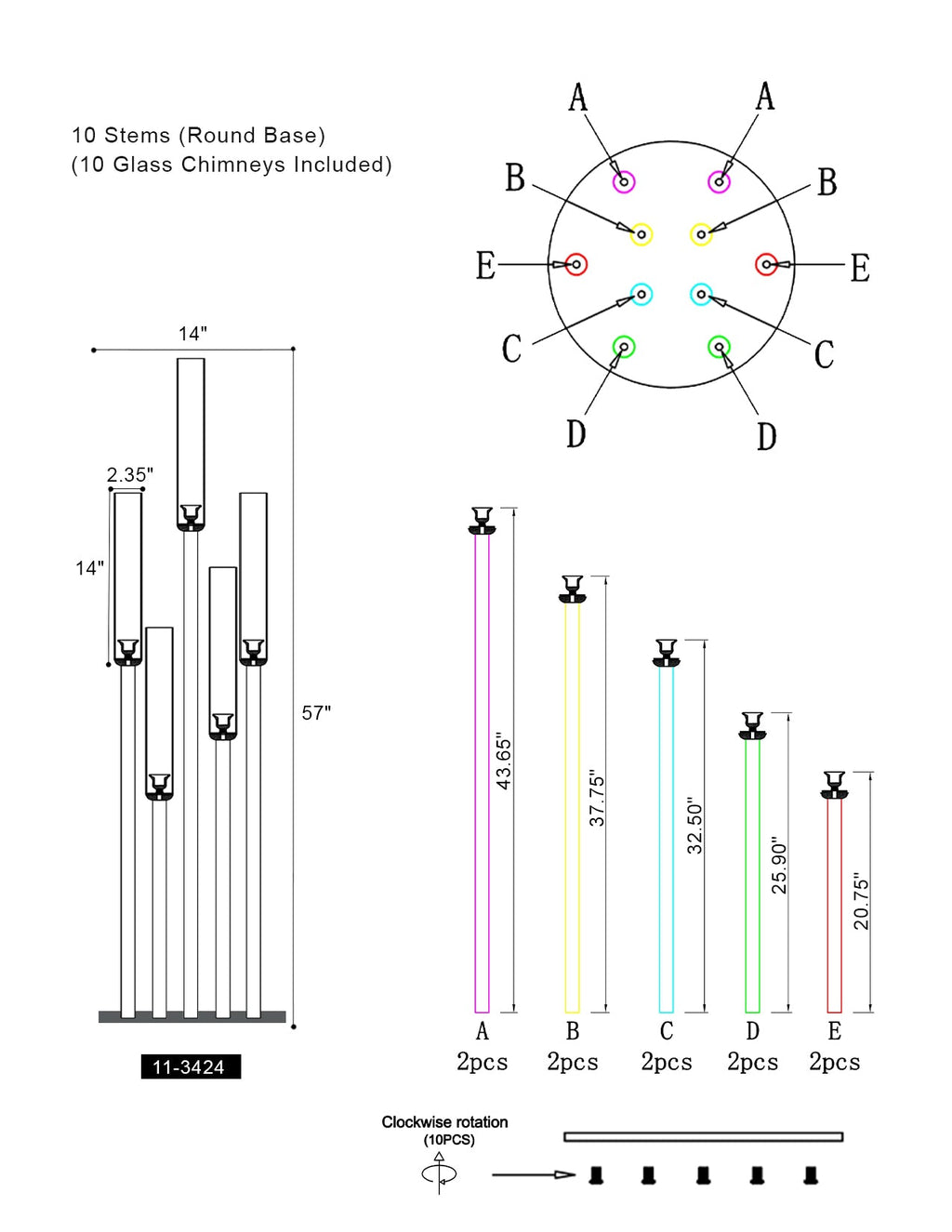 Candélabre en acrylique Diamond Glow
