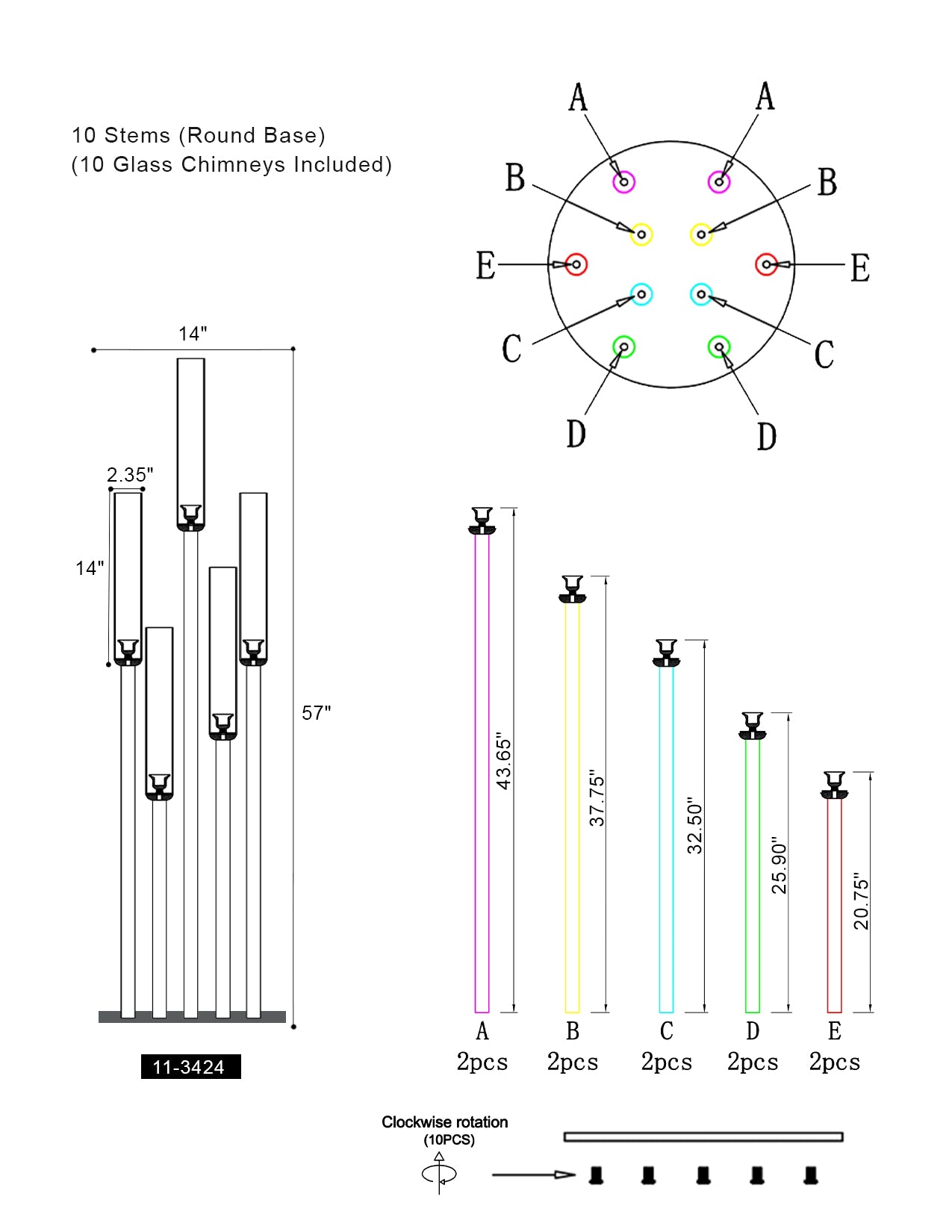 Candélabre en acrylique Diamond Glow