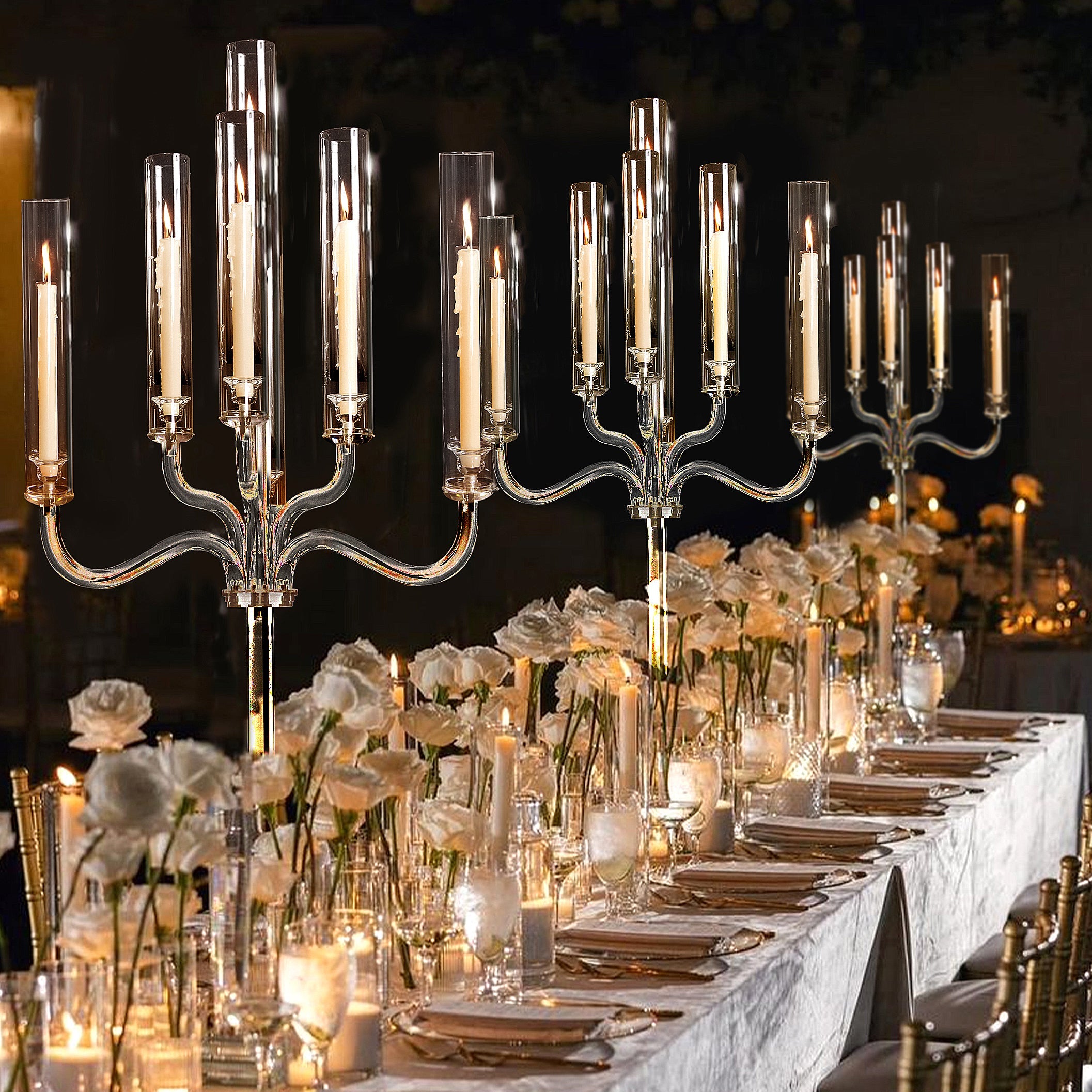 Lustre candélabre à 7 bras en acrylique de qualité supérieure