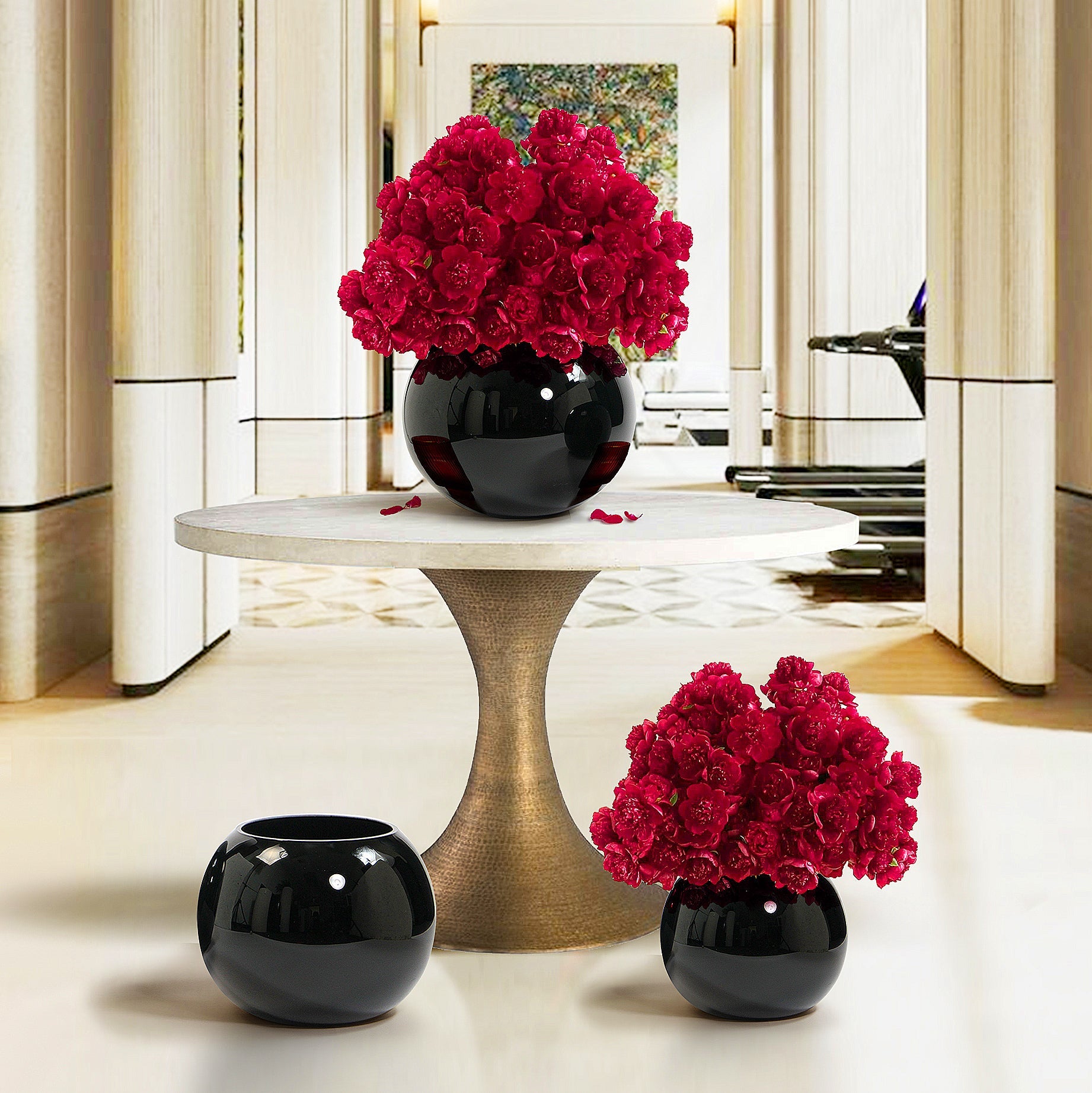 Vase bulle en verre noir