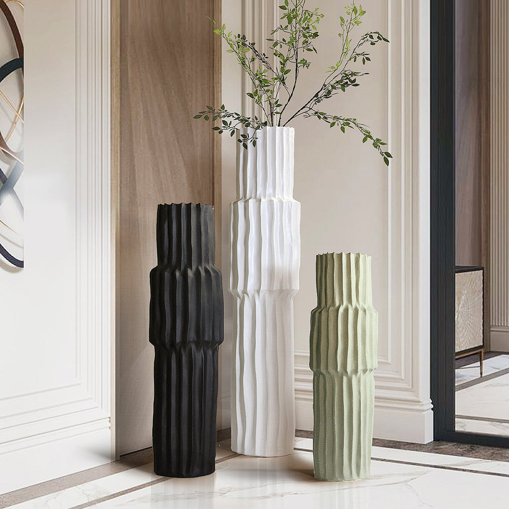 Grands vases de sol cannelés/nervurés