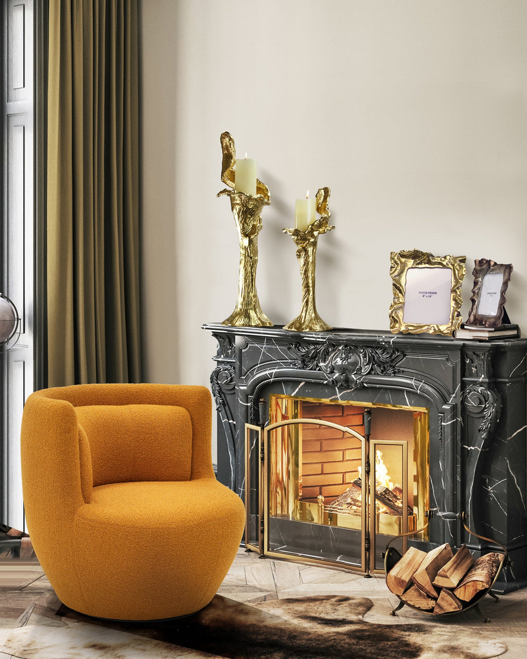 Bougeoir sculptural en métal fondu