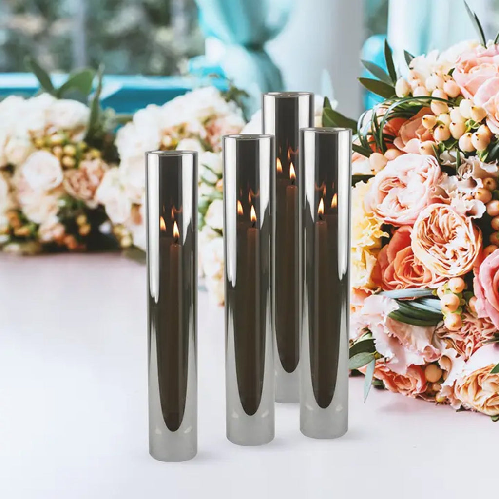 Bougeoirs ouragan en verre en forme de cheminée (lot de 6)