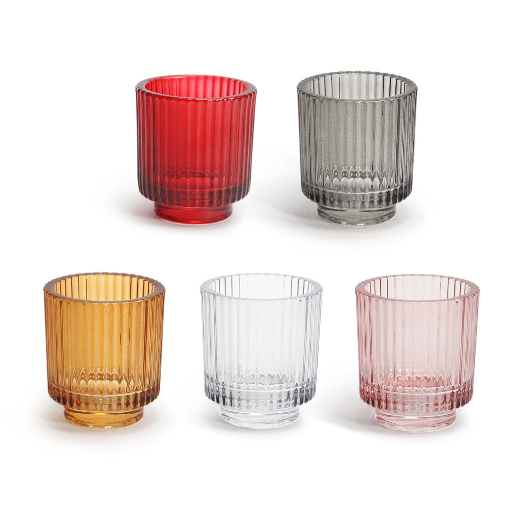 Porte-bougie chauffe-plat en verre côtelé