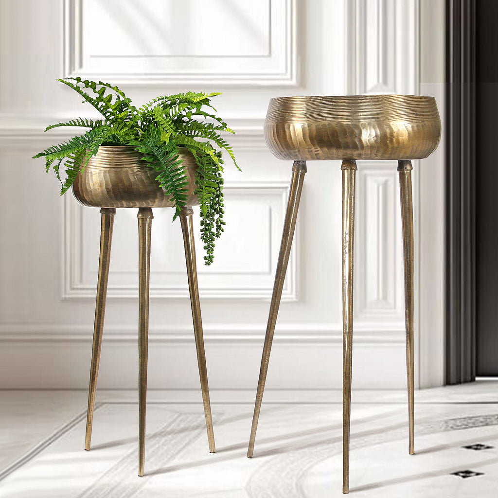 Pot de fleurs trépied haut en métal Aurea