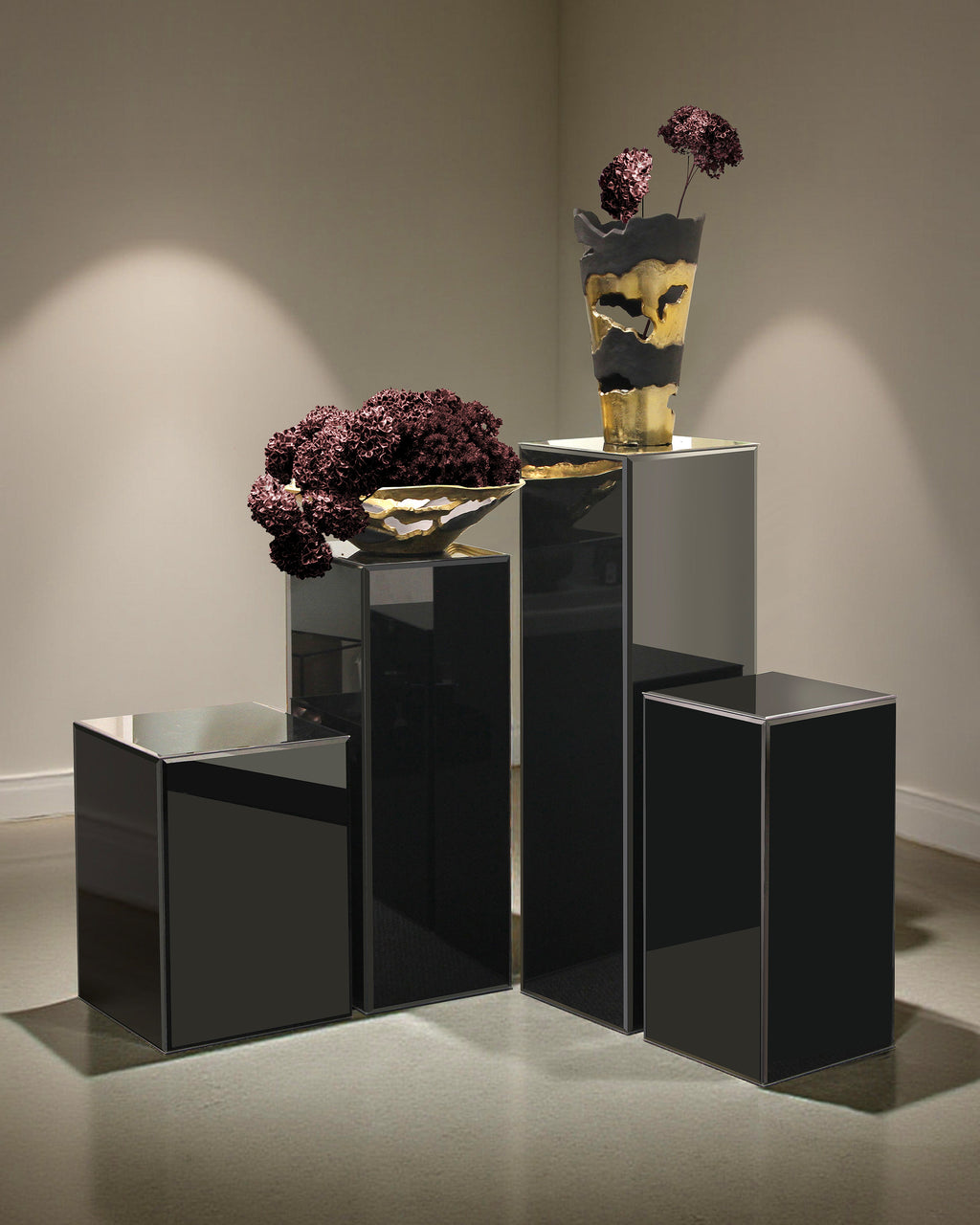 Colonne/Pied d'exposition en verre noir