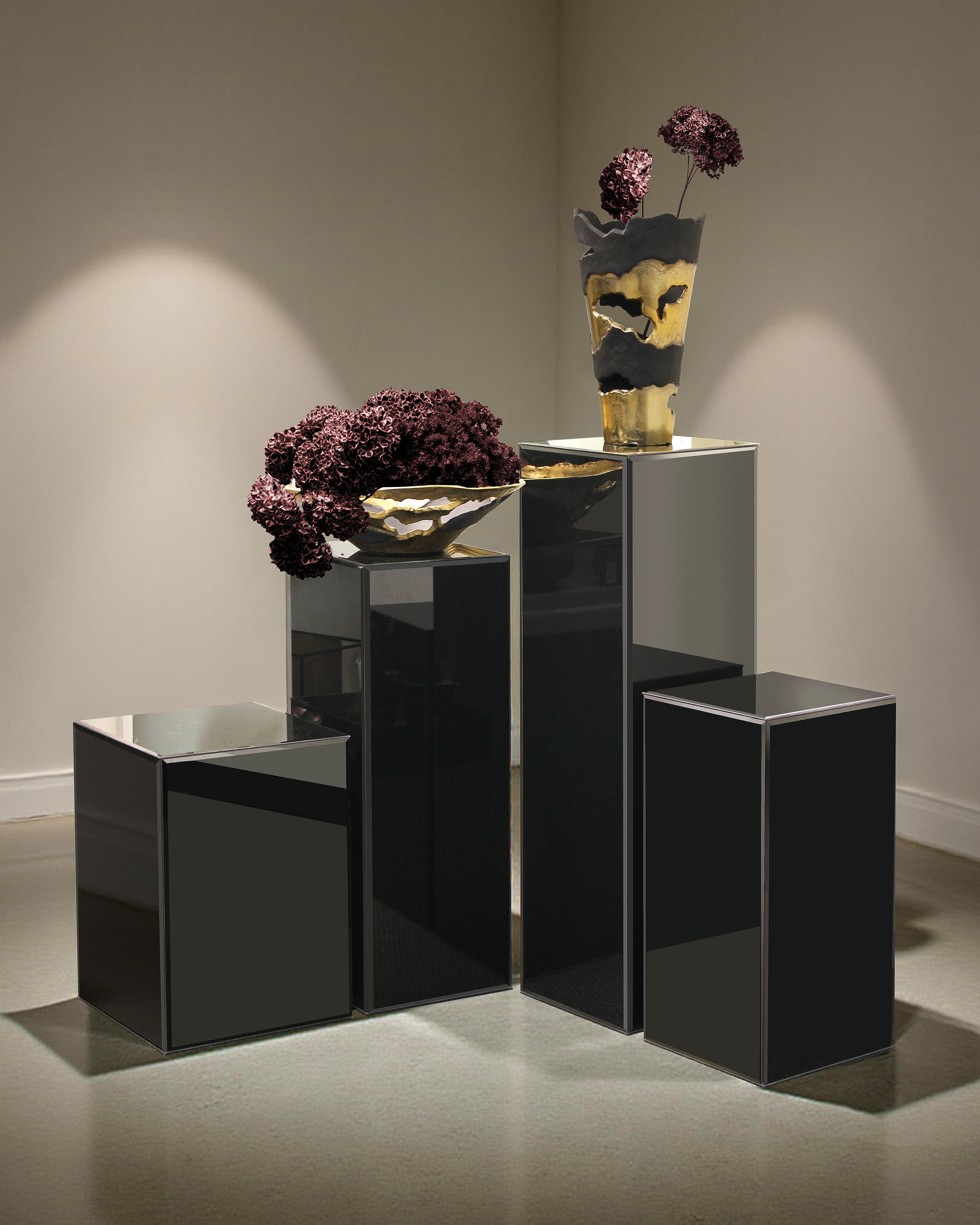 Colonne/Pied d'exposition en verre noir