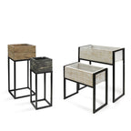 Jardinières en bois recyclé sur support métallique