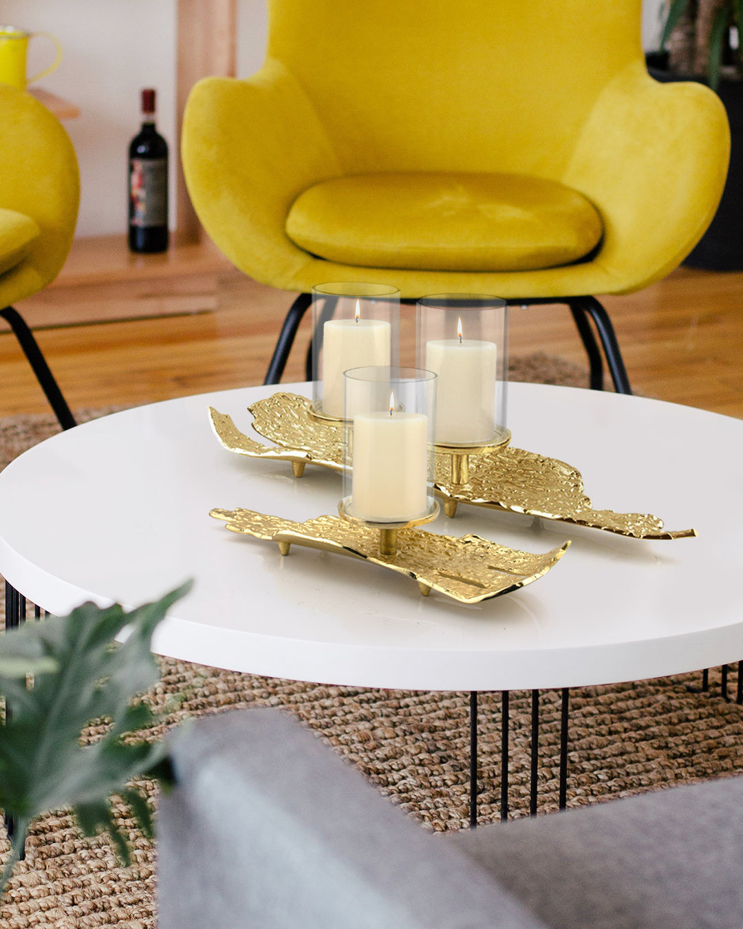 Porte-bougie en métal Lava