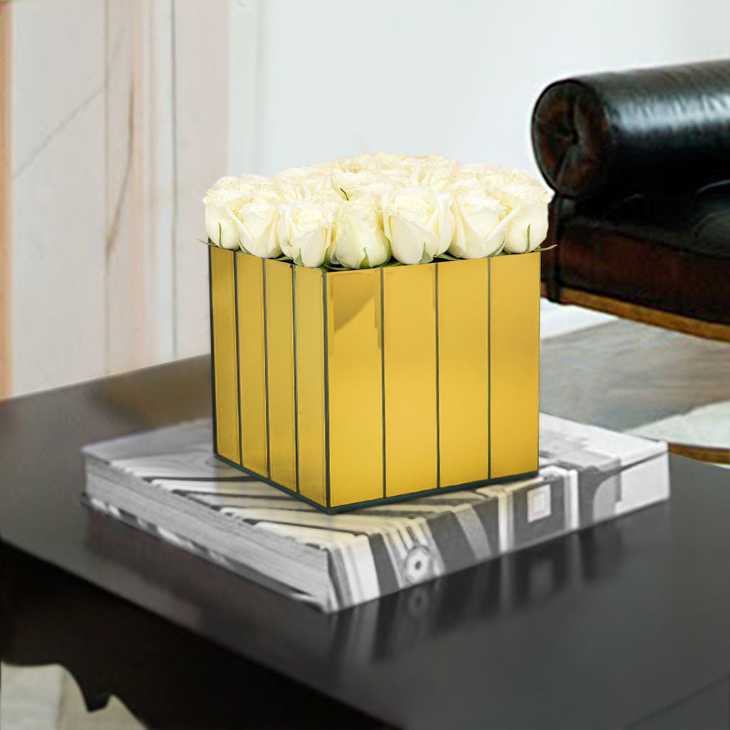 Vase carré en verre miroir