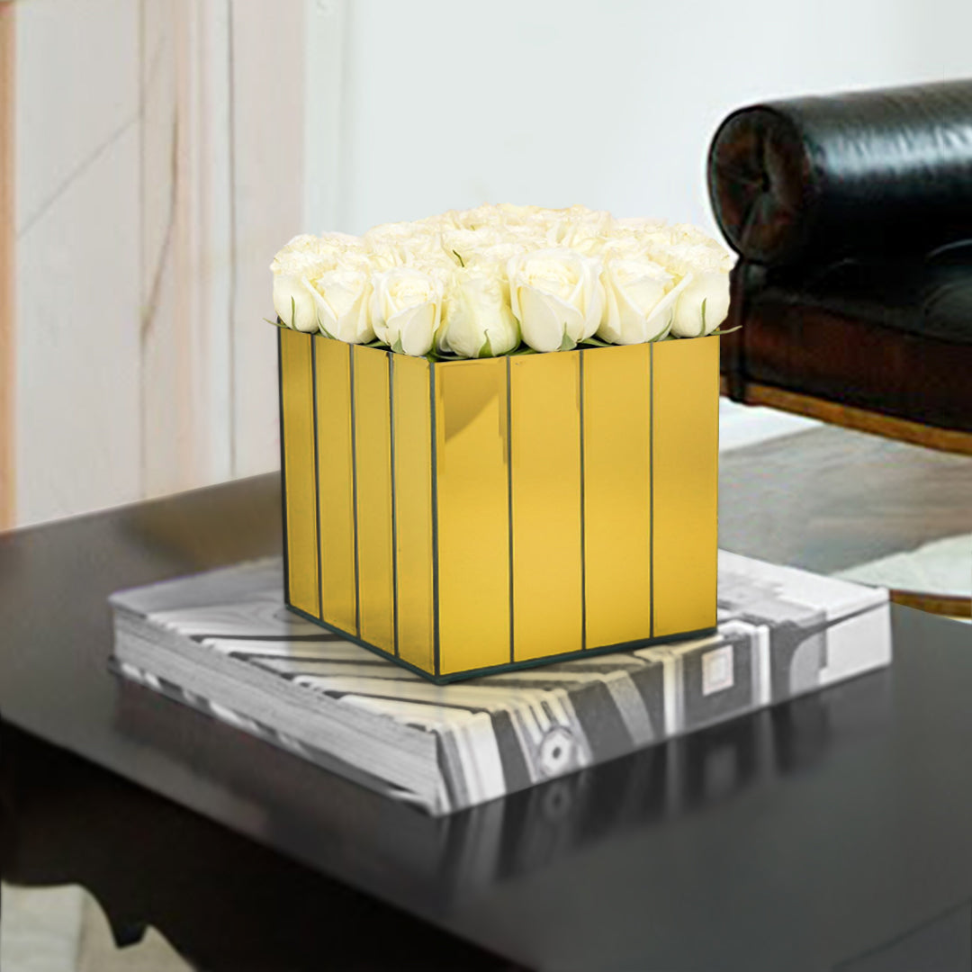 Vase carré en verre miroir