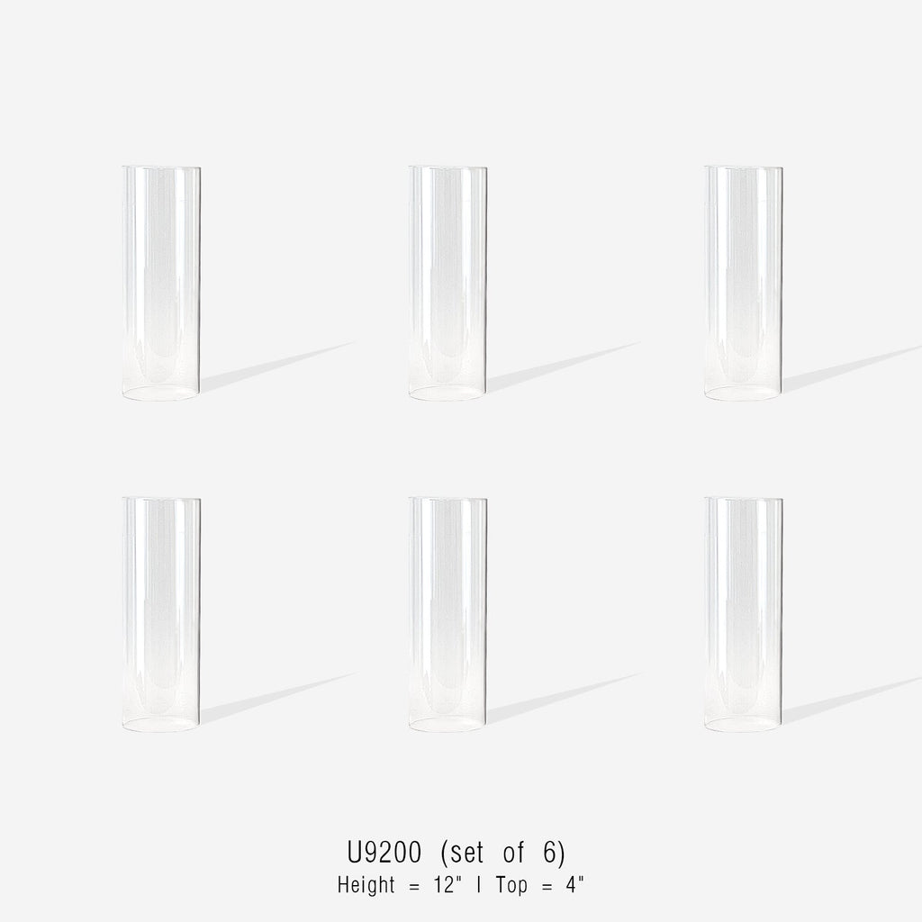 Bougeoirs ouragan en verre en forme de cheminée (lot de 6)