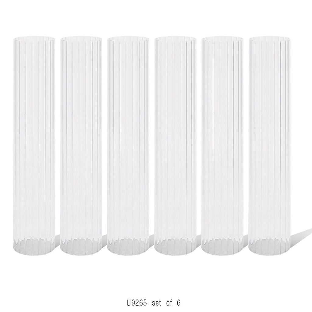 Bougeoir ouragan en verre plissé (lot de 6)