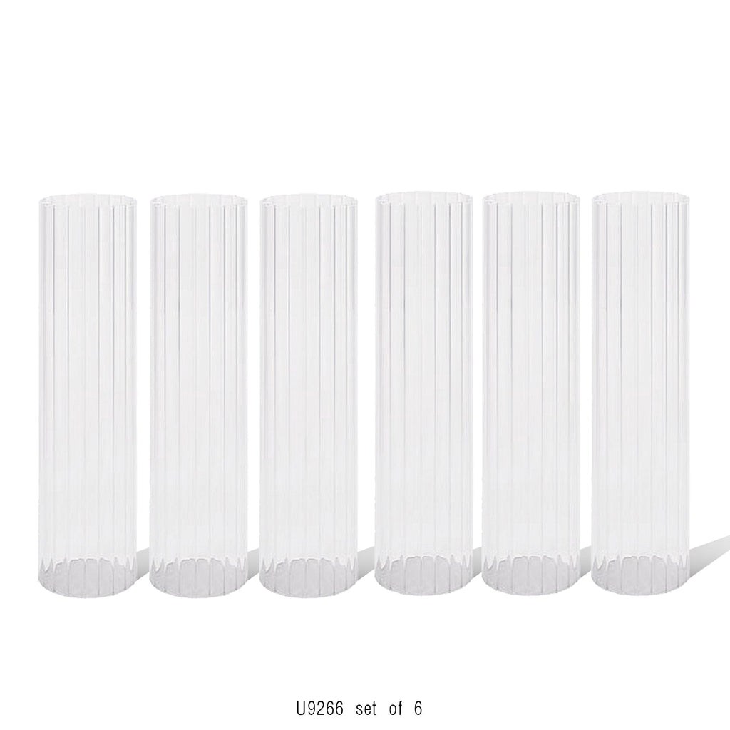 Bougeoir ouragan en verre plissé (lot de 6)