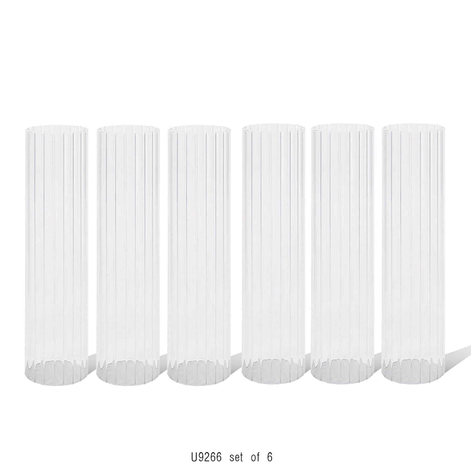 Bougeoir ouragan en verre plissé (lot de 6)