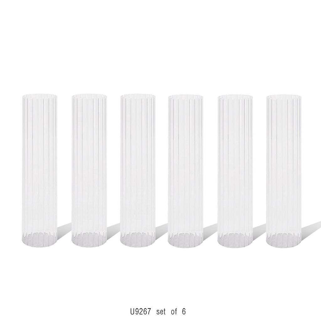 Bougeoir ouragan en verre plissé (lot de 6)