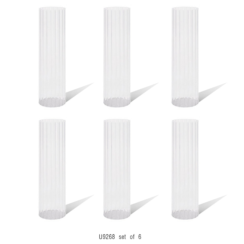 Bougeoir ouragan en verre plissé (lot de 6)