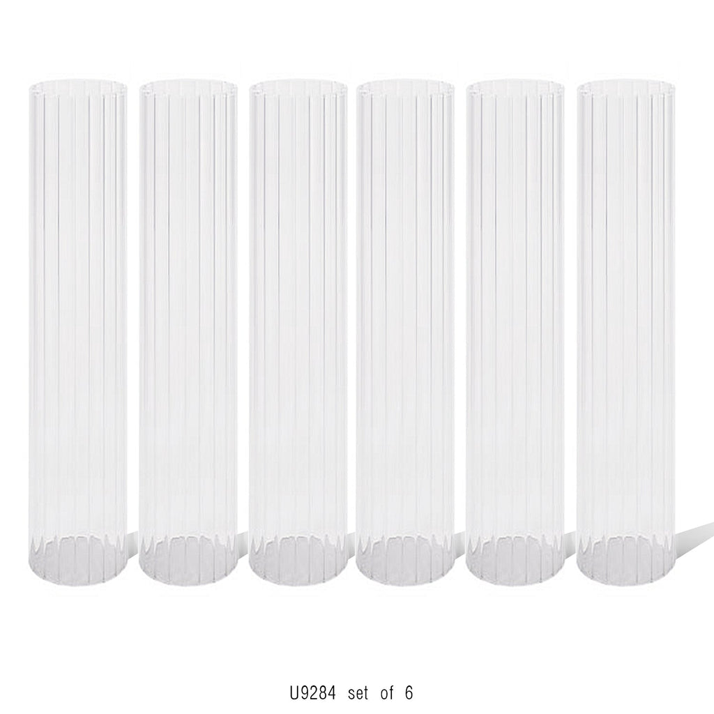 Bougeoir ouragan en verre plissé (lot de 6)