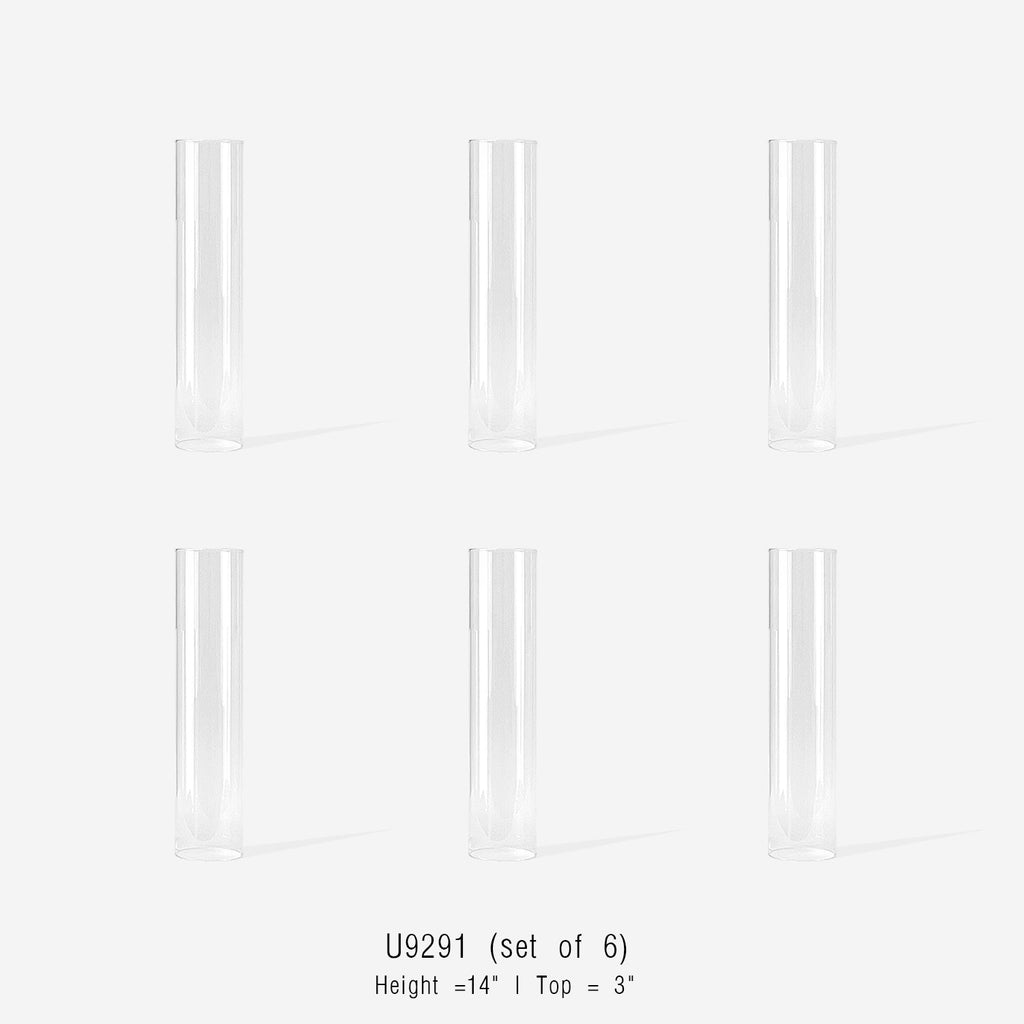 Bougeoirs ouragan en verre en forme de cheminée (lot de 6)