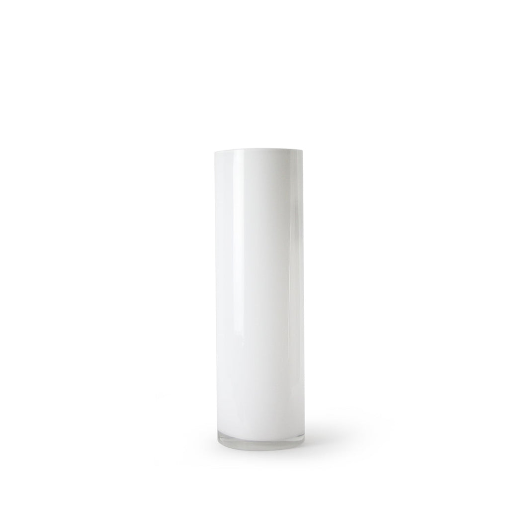 Vase cylindrique en verre blanc multicouche