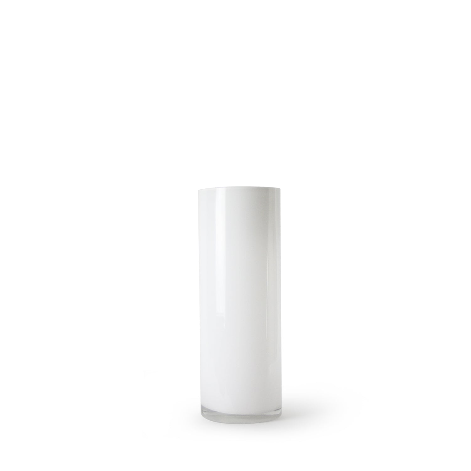 Vase cylindrique en verre blanc multicouche