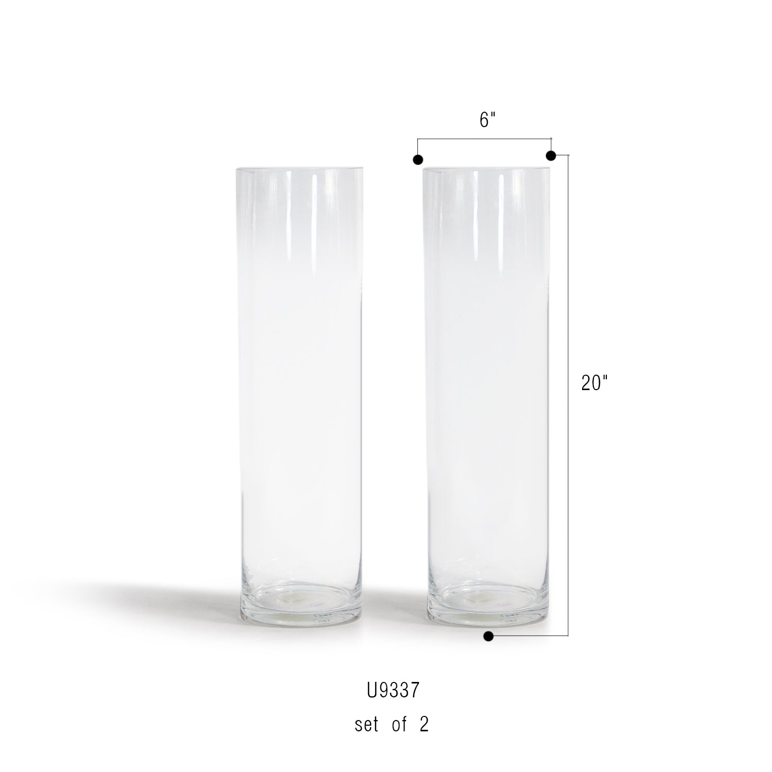 Vase cylindrique en verre (lot de 2)