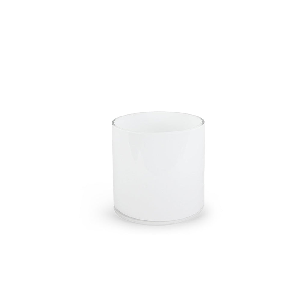 Vase cylindrique en verre blanc multicouche