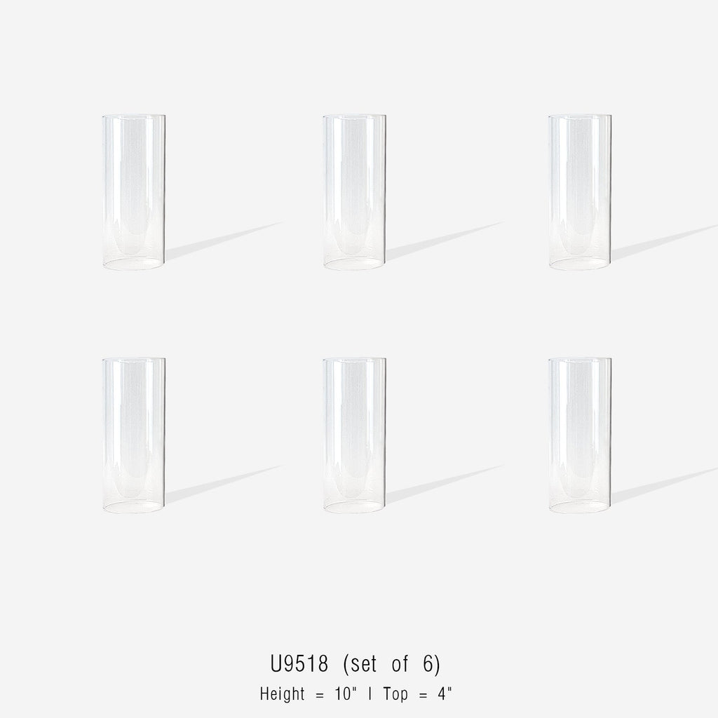 Bougeoirs ouragan en verre en forme de cheminée (lot de 6)