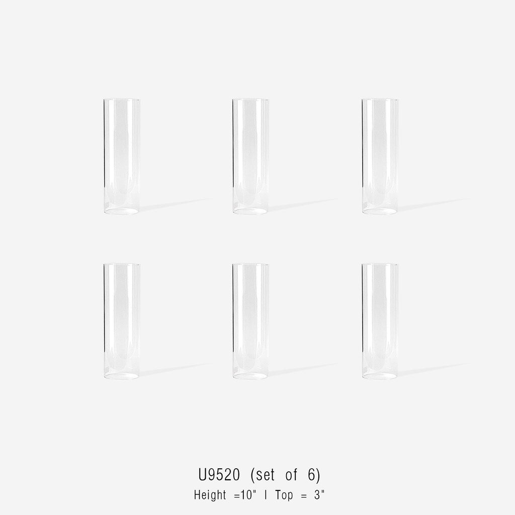 Bougeoirs ouragan en verre en forme de cheminée (lot de 6)