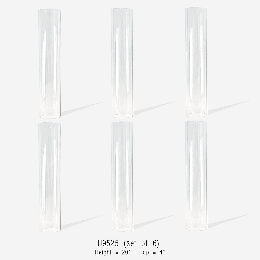 Bougeoirs ouragan en verre en forme de cheminée (lot de 6)