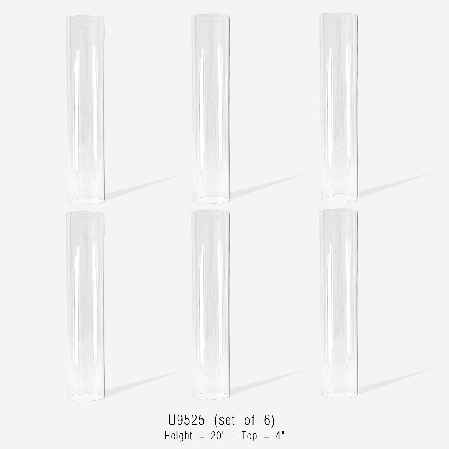 Bougeoirs ouragan en verre en forme de cheminée (lot de 6)