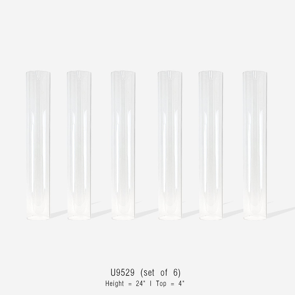 Bougeoirs ouragan en verre en forme de cheminée (lot de 6)