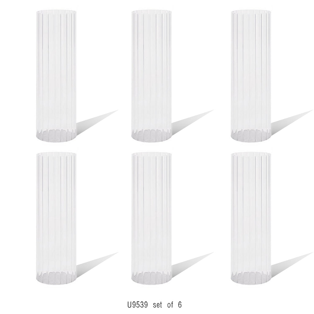 Bougeoir ouragan en verre plissé (lot de 6)