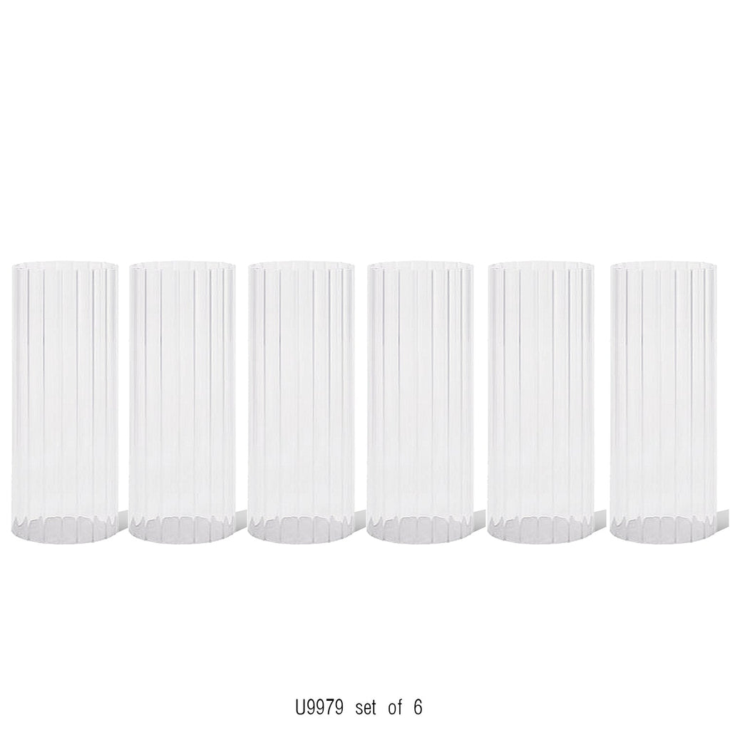 Bougeoir ouragan en verre plissé (lot de 6)