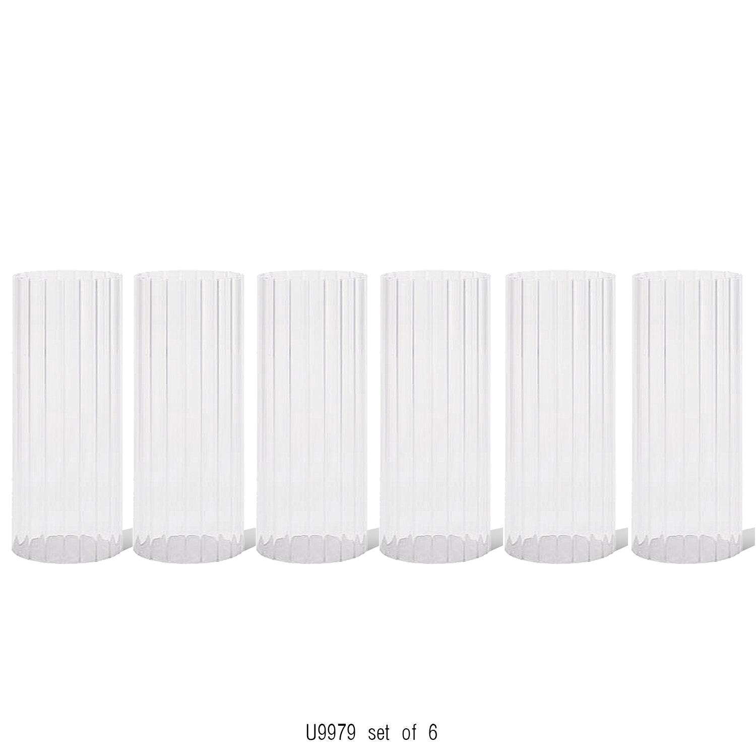 Bougeoir ouragan en verre plissé (lot de 6)