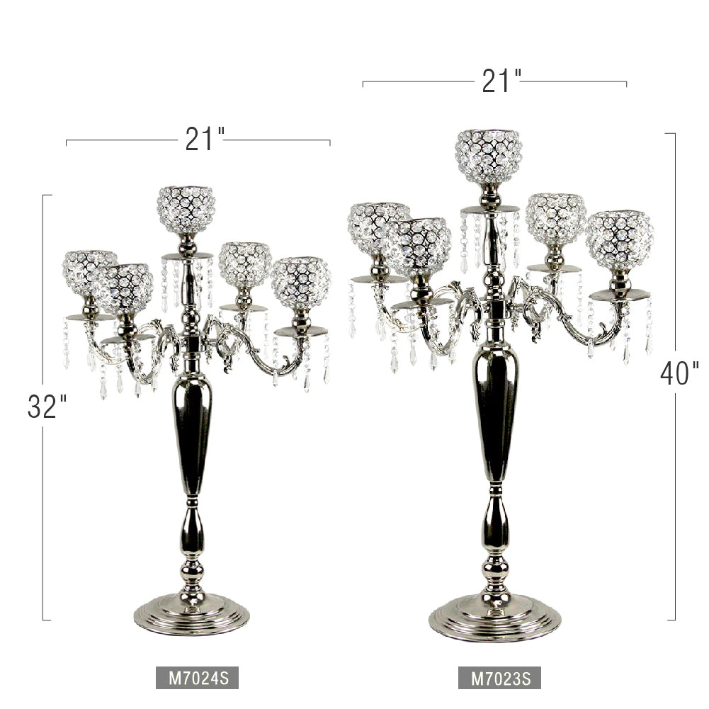 Candélabre suspendu en cristal à 5 ​​bras