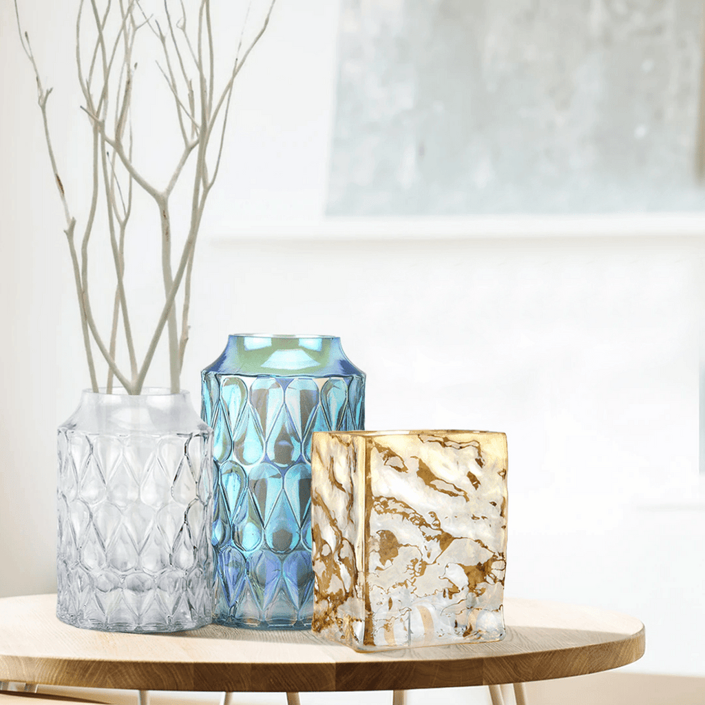 Vase rectangulaire en verre irisé