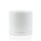 Pot en céramique cannelée avec soucoupe