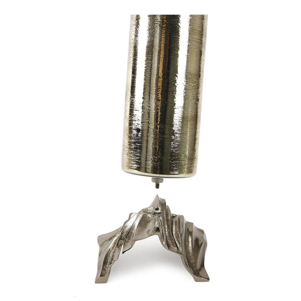 Bougeoir en verre et laiton vieilli sépia