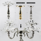 Candélabre à 5 branches en cristal et pétales