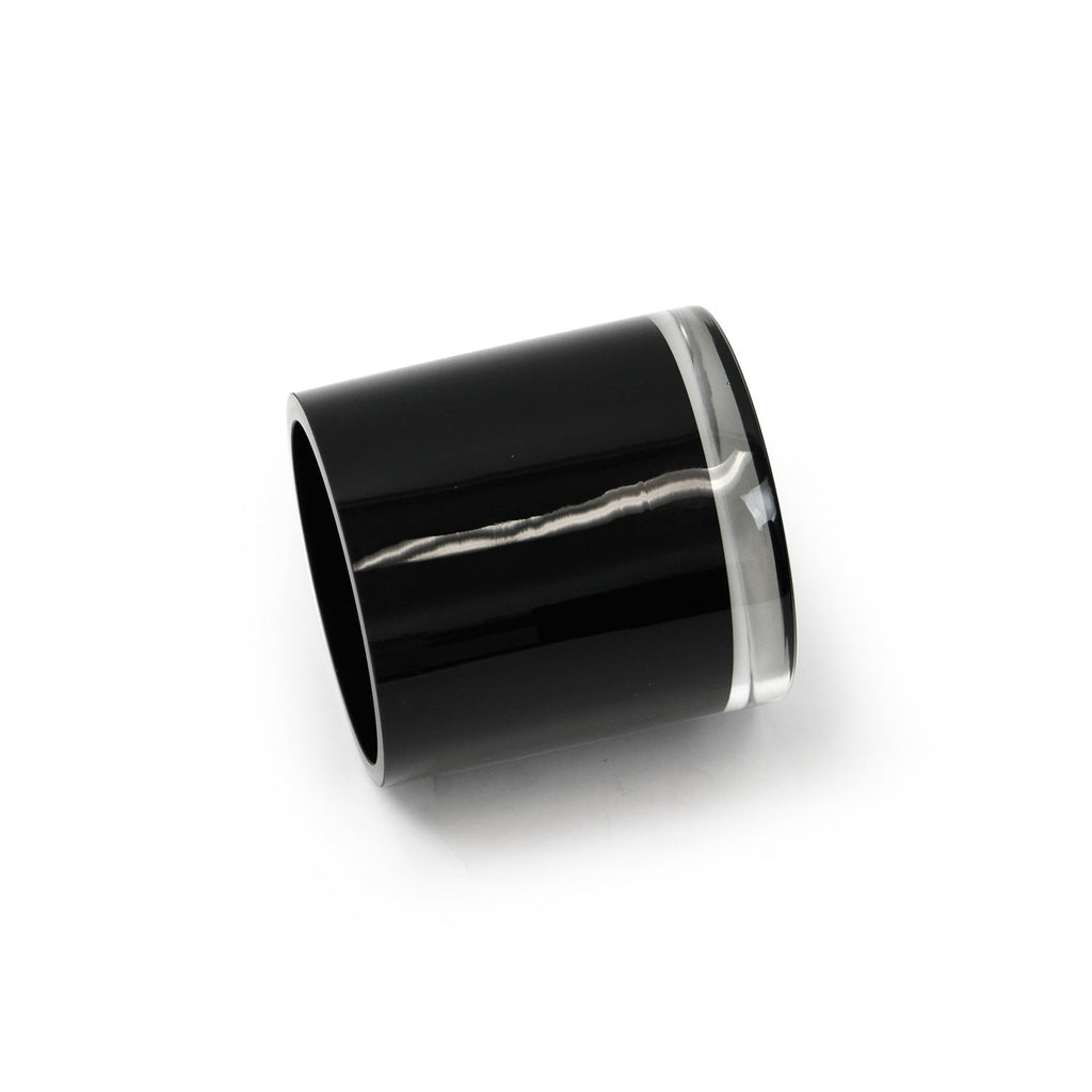 Vase cylindrique en verre noir multicouche