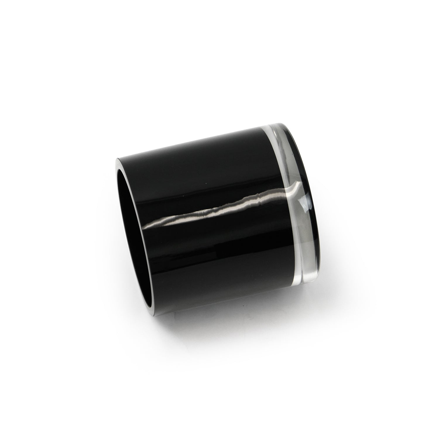 Vase cylindrique en verre noir multicouche