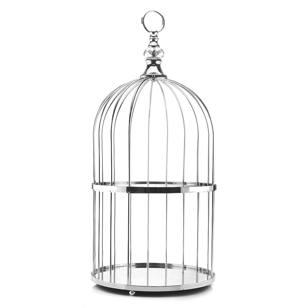 Présentoir à gâteaux à deux étages en forme de cage à oiseaux