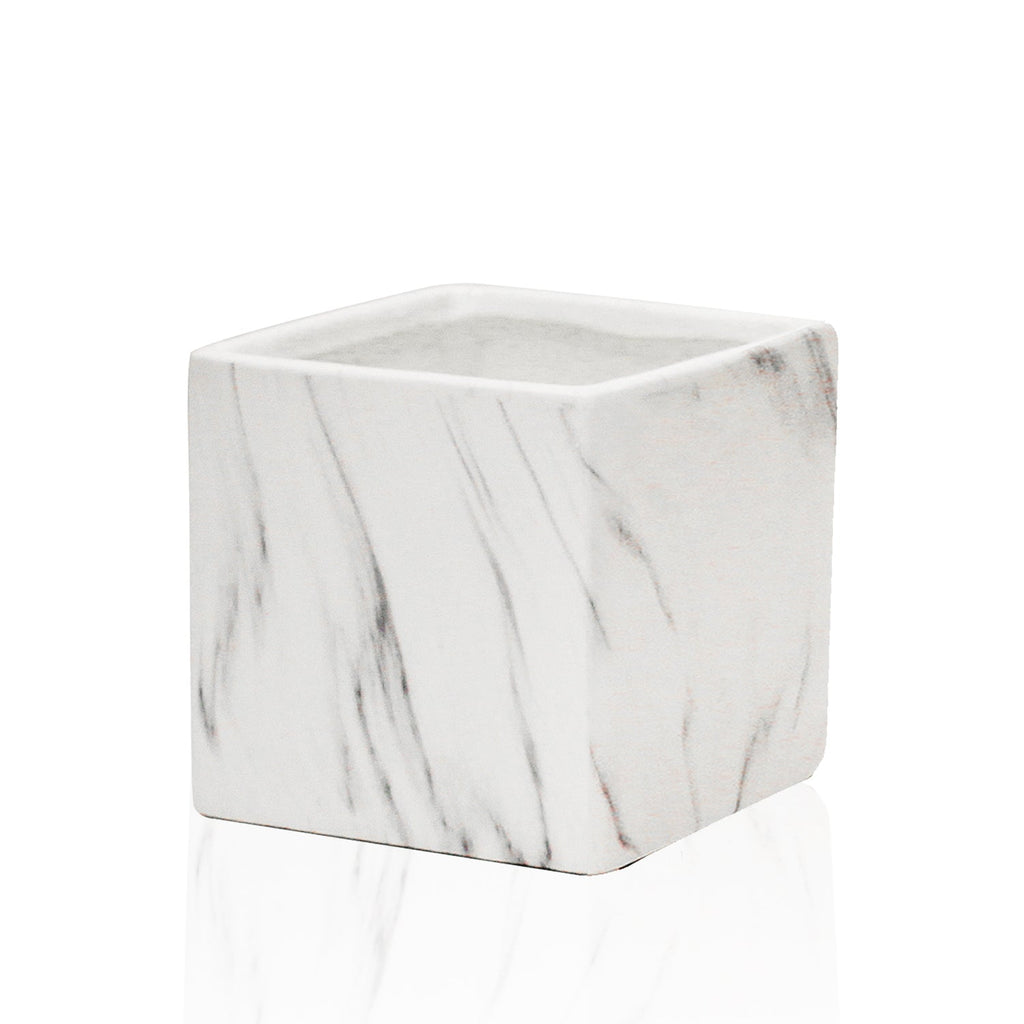 Pot carré d'intérieur en céramique effet marbre