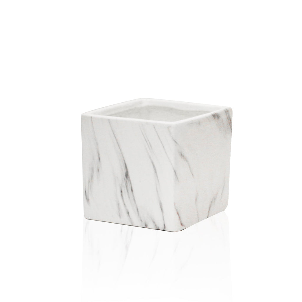 Pot carré d'intérieur en céramique effet marbre