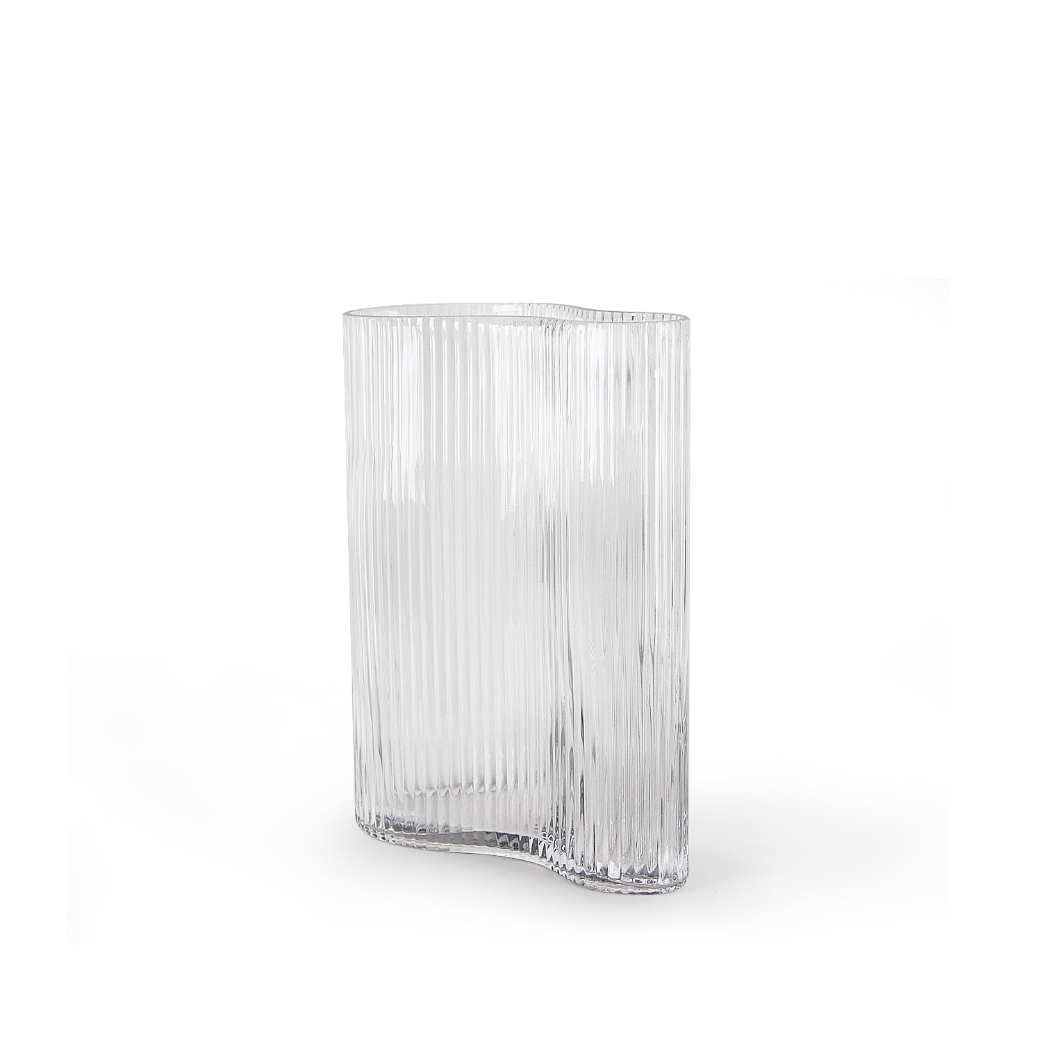 Vase en verre de qualité supérieure à côtes ondulées