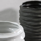 Pot de fleurs en céramique à disque ondulé